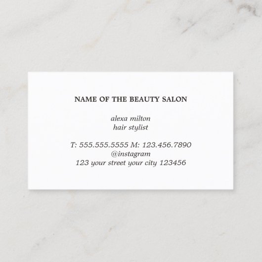 ターコイズエレガントゴールデン美容師 名刺 (裏面)