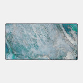 ターコイズエレガントティール（緑がかった色）ブルーグリーンモノグラムマーブル デスクマット (正面)