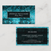 ターコイズエレガントディスコグリッター 名刺 (正面/裏面)