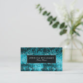 ターコイズエレガントディスコグリッター 名刺 (スタンド正面)
