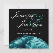 ターコイズエレガントバラウェディング日付の保存 セーブザデート (裏面)