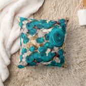 ターコイズエレガントバラオンベージュ抽象芸術 クッション (ブランケット)