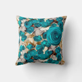 ターコイズエレガントバラオンベージュ抽象芸術 クッション (裏面)