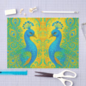 ターコイズエレガントピーコックアールヌーボーデクページ 薄葉紙 (クラフト)