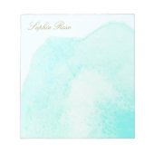 ターコイズエレガントフローラ水彩フラワーメモ帳 ノートパッド (正面)