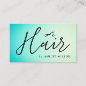 ターコイズエレガントブラックはさみ美容師 名刺 (正面)