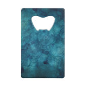 ターコイズエレガントマンダラ水の色パターン クレジットカード栓抜き (裏面)