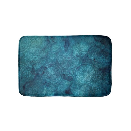 ターコイズエレガントマンダラ水の色パターン バスマット (正面)