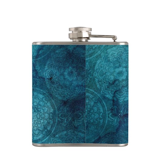 ターコイズエレガントマンダラ水の色パターン フラスク (裏面)