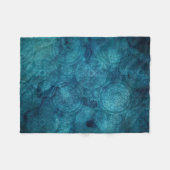 ターコイズエレガントマンダラ水の色パターン フリースブランケット (正面(横))