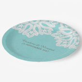 ターコイズエレガントレース紙プレート ペーパープレート (アングル)