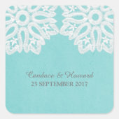 ターコイズエレガントレース結婚式用シール スクエアシール (正面)