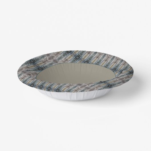 ターコイズエレガント及び灰色の茶色の模様 ペーパーボウル (傾斜あり)