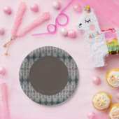 ターコイズエレガント及び茶色の模様 ペーパープレート (パーティー)