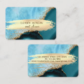 ターコイズエレガント大理石ゴールドフォイルブラシストローク 名刺 (正面/裏面)