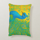 ターコイズエレガント孔雀の装飾 アクセントクッション (裏面(縦))