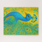 ターコイズエレガント孔雀の装飾 ジグソーパズル (横)