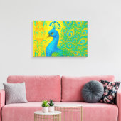 ターコイズエレガント孔雀の鳥の装飾 キャンバスプリント (インサイチュ (リビング))