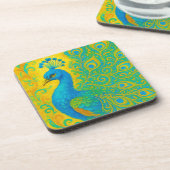 ターコイズエレガント孔雀の鳥の装飾 コースター (左側)