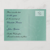 ターコイズエレガント孔雀は日付を保存 案内ポストカード (裏面)