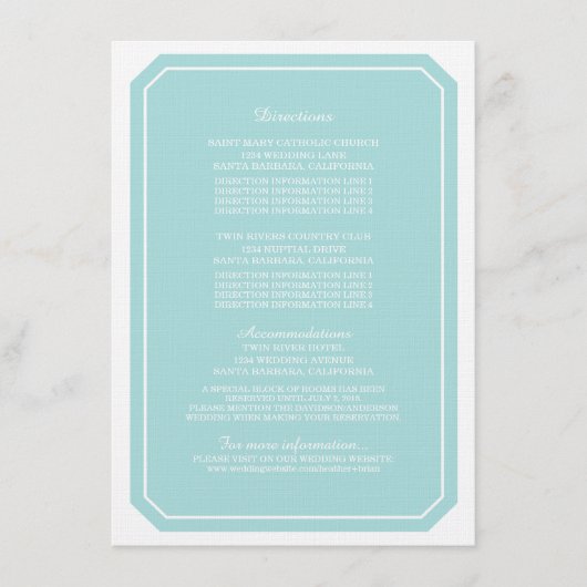 ターコイズエレガント簡易情報カード エンクロージャーカード (正面)