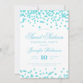 ターコイズエレガント紙吹雪フォトスイート16 招待状 (正面)