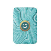 ターコイズエレガント金ゴールド大理石モノグラム風呂マット バスマット (正面縦)