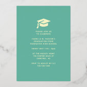 ターコイズエレガント高校卒業金ゴールド 箔招待状 (裏面)