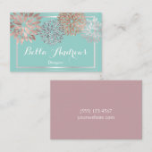 ターコイズエレガント&シルバーダリアフラワーデザイン 名刺 (正面/裏面)