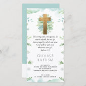 ターコイズエレガント、緑の洗礼ブックマークの恩恵 サンキューカード (正面/裏面)