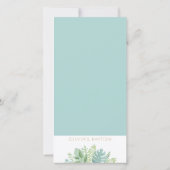 ターコイズエレガント、緑の洗礼ブックマークの恩恵 サンキューカード (裏面)
