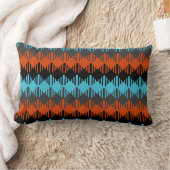 ターコイズオレンジと黒の幾何学的 ランバークッション (ブランケット)