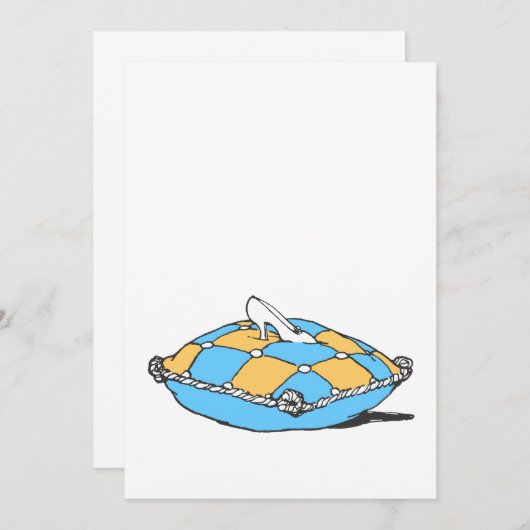 ターコイズオレンジのクッション上のシンデレラの靴 (正面/裏面)