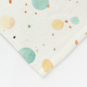 ターコイズオレンジのドット フリースブランケット (角)