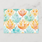 ターコイズオレンジの抽象的な花の結婚式の出欠確認 エンクロージャーカード (裏面)