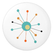 ターコイズオレンジアトミックスターバストミッドセンチュリー セラミックノブ (正面)