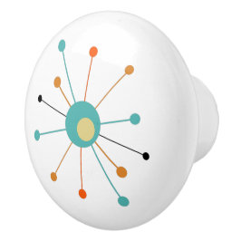 ターコイズオレンジアトミックスターバストミッドセンチュリー セラミックノブ