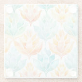 ターコイズオレンジアブストラクトフラワーブライダルシャワー ガラスコースター (裏面)