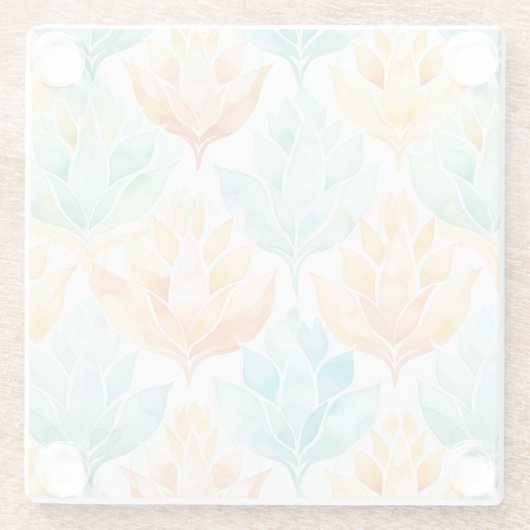 ターコイズオレンジアブストラクトフラワーブライダルシャワー ガラスコースター (裏面)