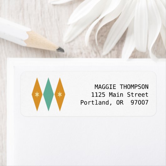 ターコイズオレンジクリームスターズダイヤモンドミッドセンチュリー ラベル (インサイチュ)