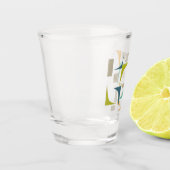 ターコイズオレンジグリーンコーナーズミッドセンチュリーモダン ショットグラス (左)