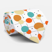 ターコイズオレンジサークルのパターンミッドセンチュリー ネクタイ (ロール)