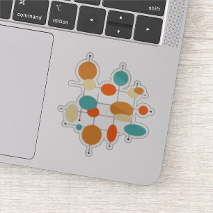 ターコイズオレンジサークルミッドセンチュリーモダン シール