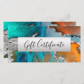 ターコイズオレンジシルバーウォーターカラーギフトバウチャー (正面/裏面)