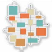 ターコイズオレンジスクウェアミッドセンチュリーモダン シール (正面)