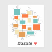 ターコイズオレンジスクウェアミッドセンチュリーモダン シール (シート)