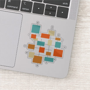 ターコイズオレンジスクウェアミッドセンチュリーモダン シール