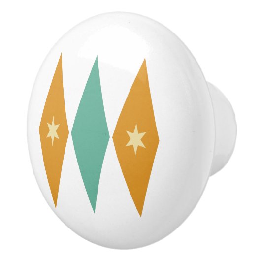 ターコイズオレンジダイアモンズクリームスターズミッドモダン セラミックノブ (右)