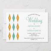 ターコイズオレンジダイヤモンドスターミッドセンチュリー結婚ズ 招待状 (正面)