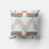 ターコイズオレンジティール（緑がかった色）ジグザグザグサウスウエストアートルック クッション (裏面)